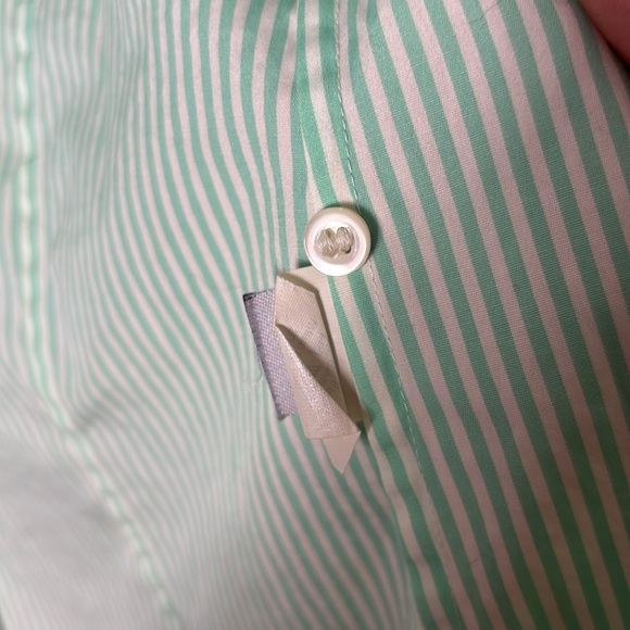 J. Crew Haberdashery Shirt Green White Striped Button Down Long Sleeves size XXS - Picture 5 of 9